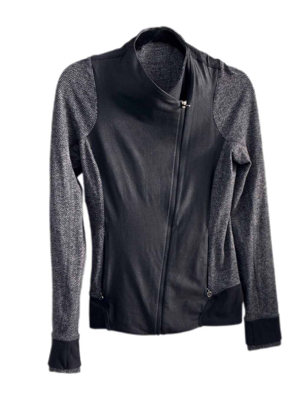 lululemon athletica Black & Gray Mixed-Media Moto Jacket